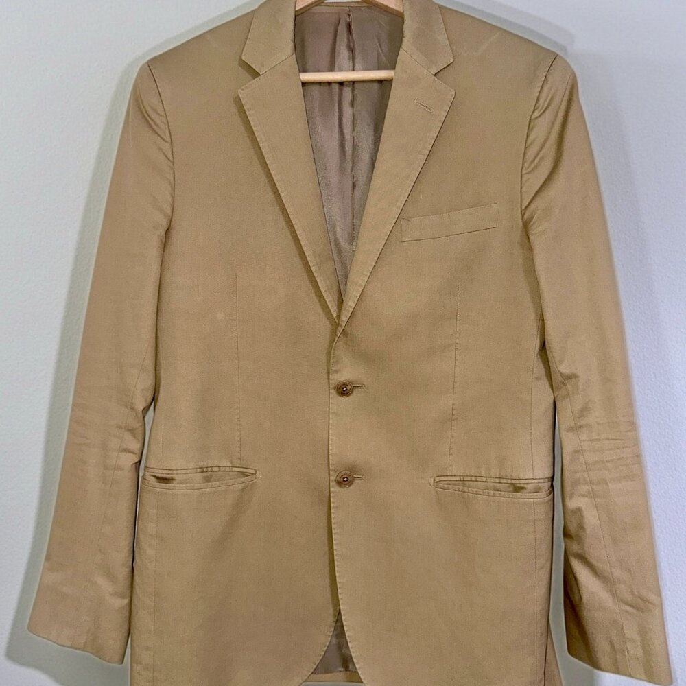 Men's Valentino Tan 100% Cotton Summer Suit 36R
